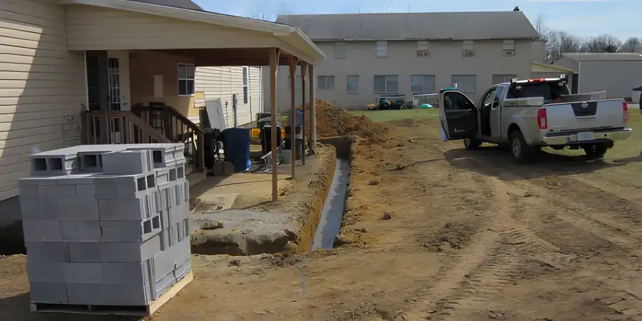 Jobsite showing Jackson's excavation and new sewer line work in Montgomery County, VA